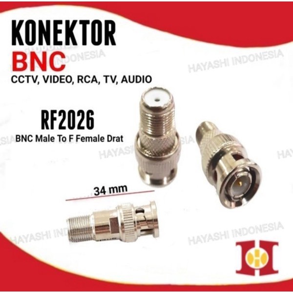 Connector Jack Konektor Jek BNC CCTV Male Female F Compression Taiwan - 5pcs