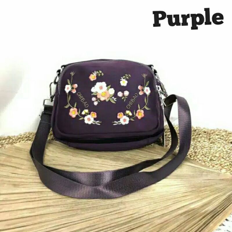 Original Tas Wanita Import Jinjing dan Selempang CHIBAO Bunga Bordir Terbaru SUPER