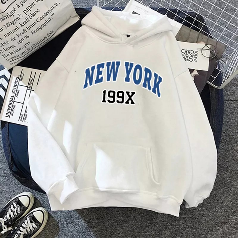 Hoodie New York Wanita Oversize Korean Style Sweater Cewek Murah Tebal Xxl Kekinian Lilac Sweater New York 199x Original Oblong Oversize Wanita Hitam