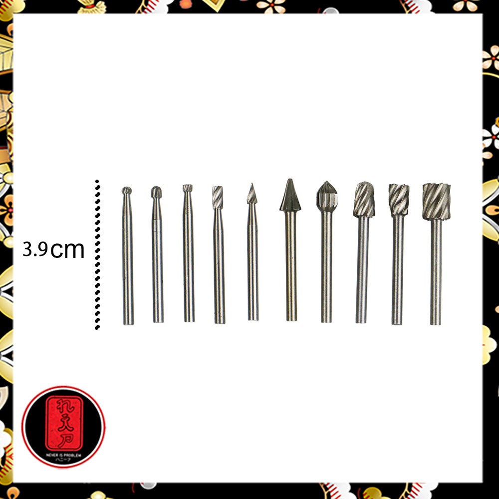 Mata Bor Tungsten Carbide Cone Spiral 10 PCS - GJ0106 - Silver