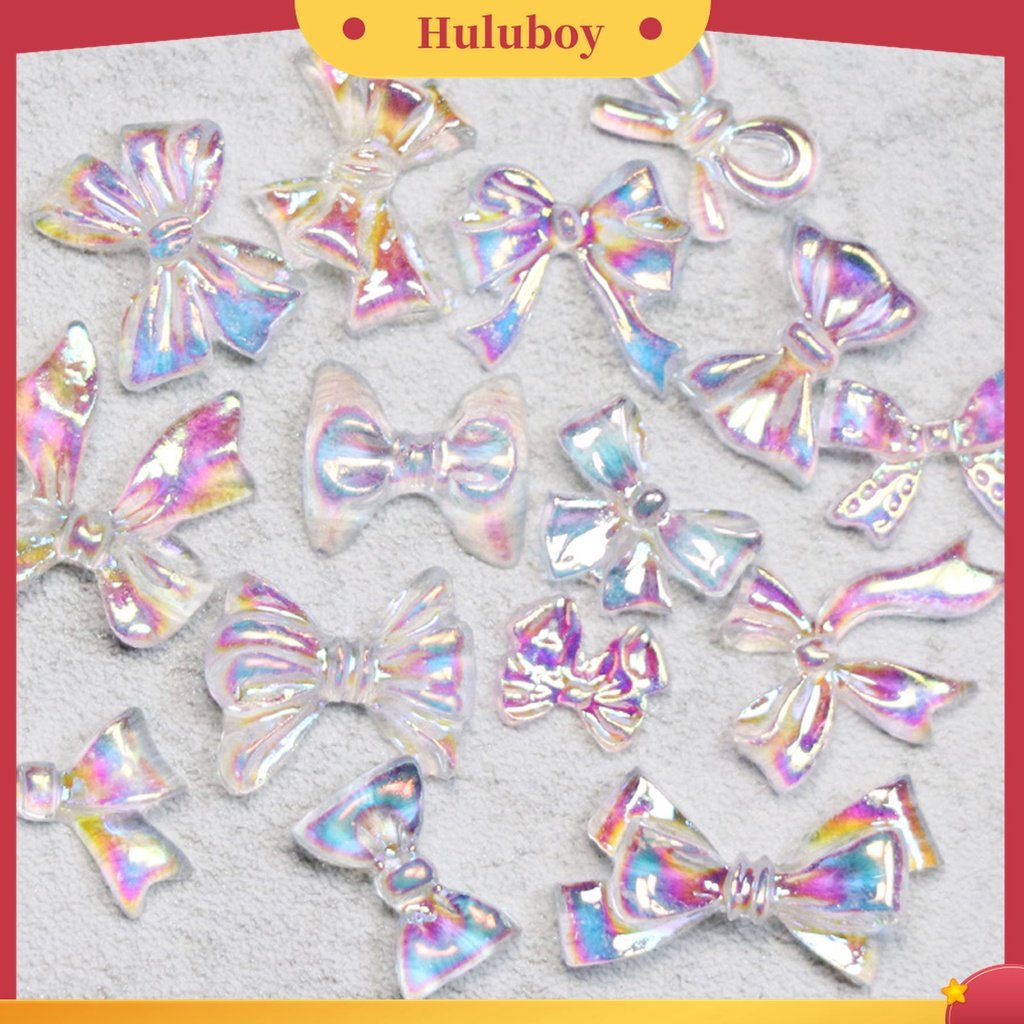 Huluboy Huluboy♡ 50 Pcs Ornamen Pita 3D Warna Aurora Untuk Dekorasi Nail Art Charms