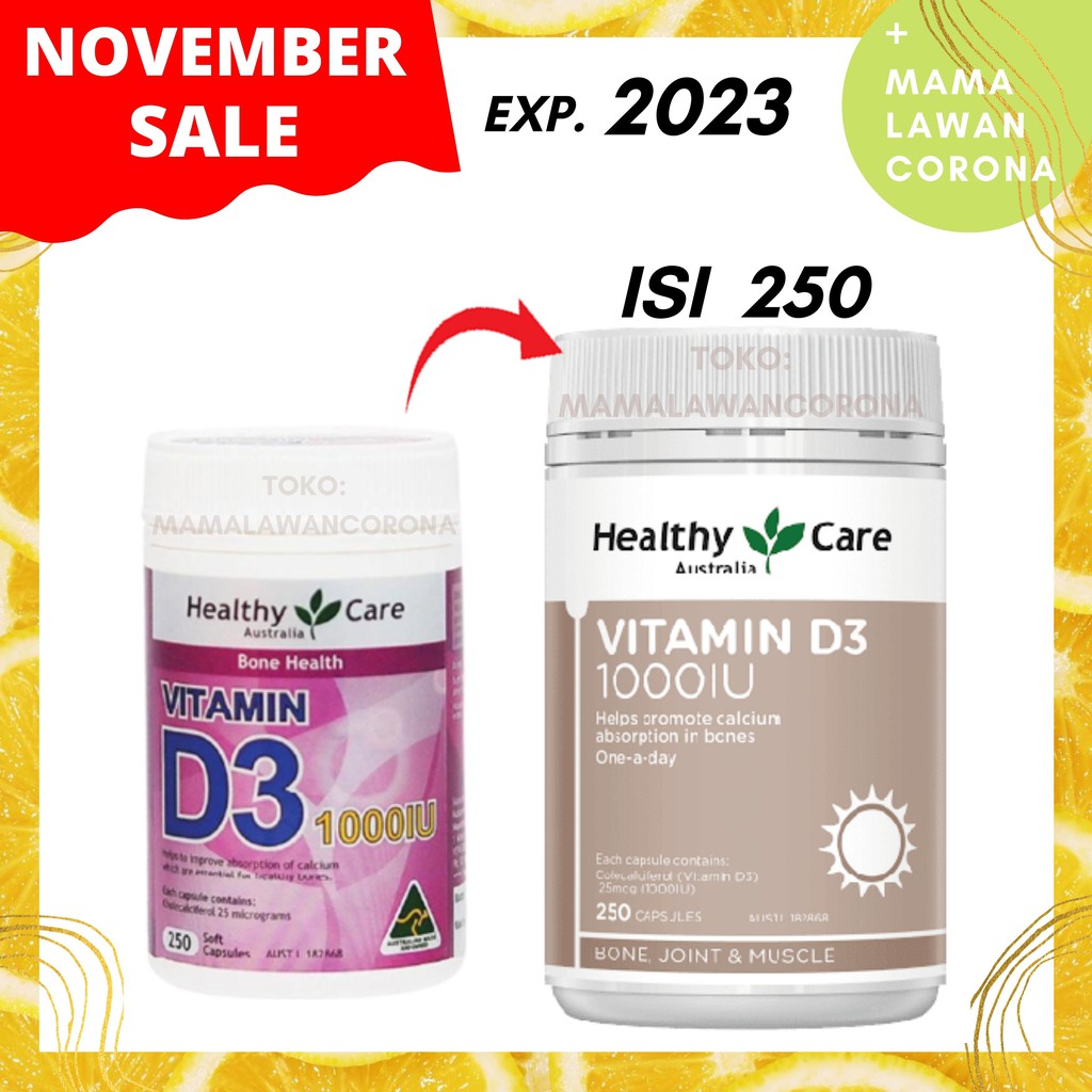 HEALTHY CARE Vitamin D3 1000IU 1000 IU 250 Soft Capsules Vitamin D3