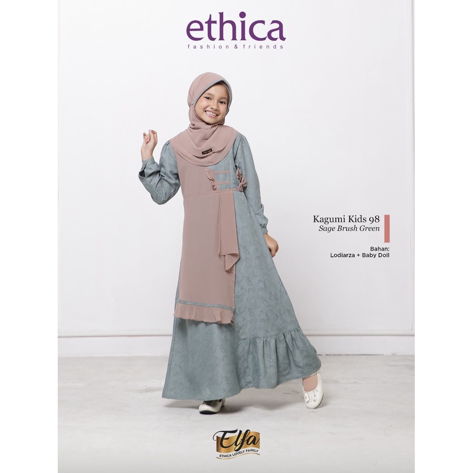 GAMIS ANAK TERBARU 2021 ETHICA KAGUMI KIDS 98 SAGE BRUSH GREEN