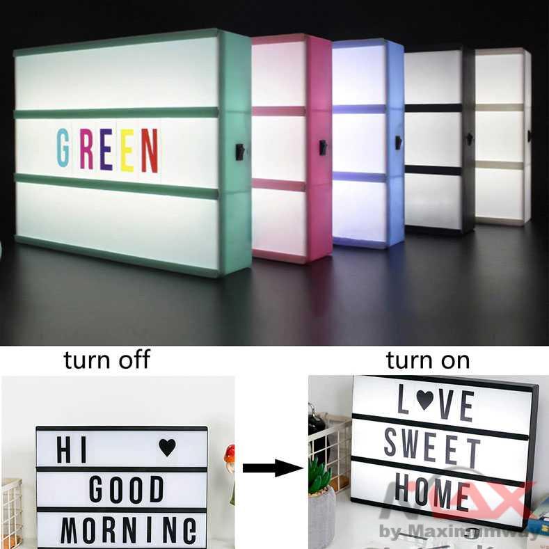 Neon box lampu box Tonewan Lampu LED Cinema Light Decoration Box A6 - N1618 Warna Hitam papan iklan New A4 A6 Size LED Combination Light Box Night Lamp DIY BLACK Letters Cards USB PORT Powered Cinema Light box