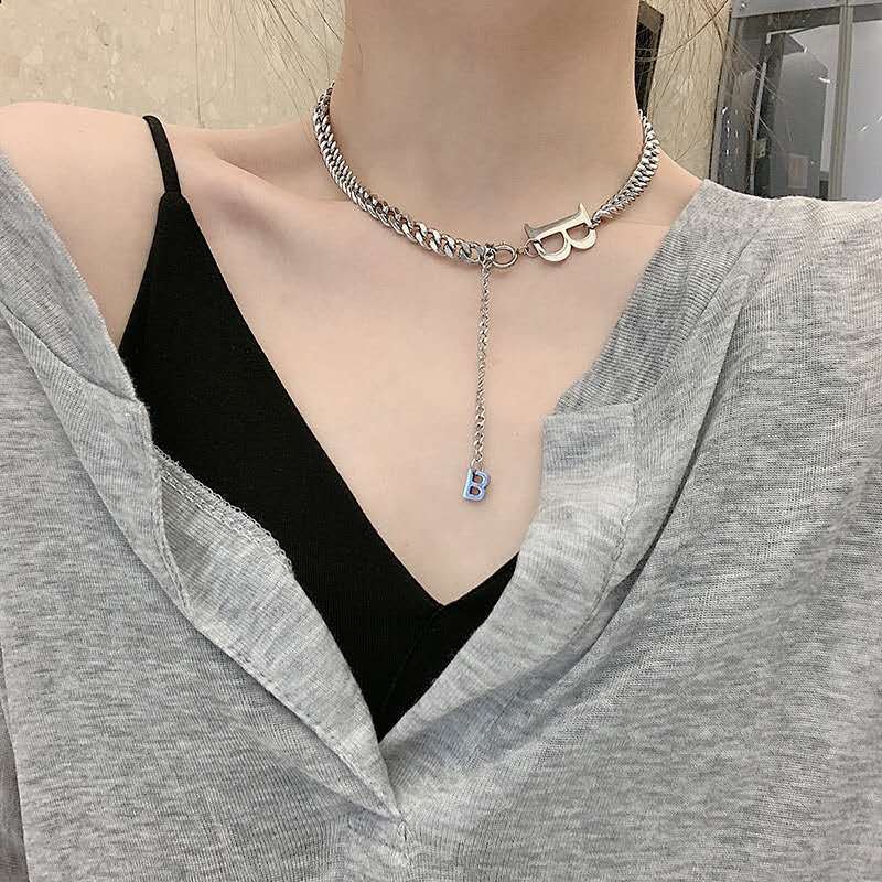 Titanium Steel Letter B Necklace Personalized Clavicle Necklace for Women Chain Jewelry