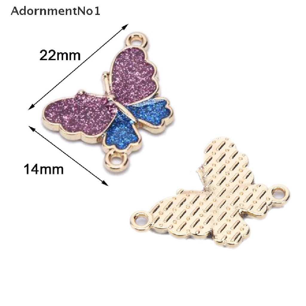 (AdornmentNo1) 10pcs / Kantong Charm Butterfly Enamel Berkilau Untuk Membuat Perhiasan DIY