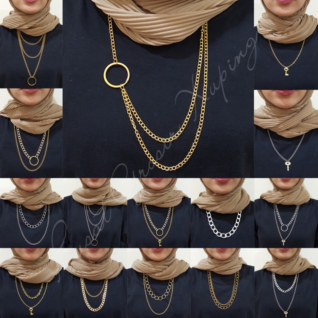 PGX Kalung Rantai Wanita Hijab Panjang Multilayer Necklace - A091