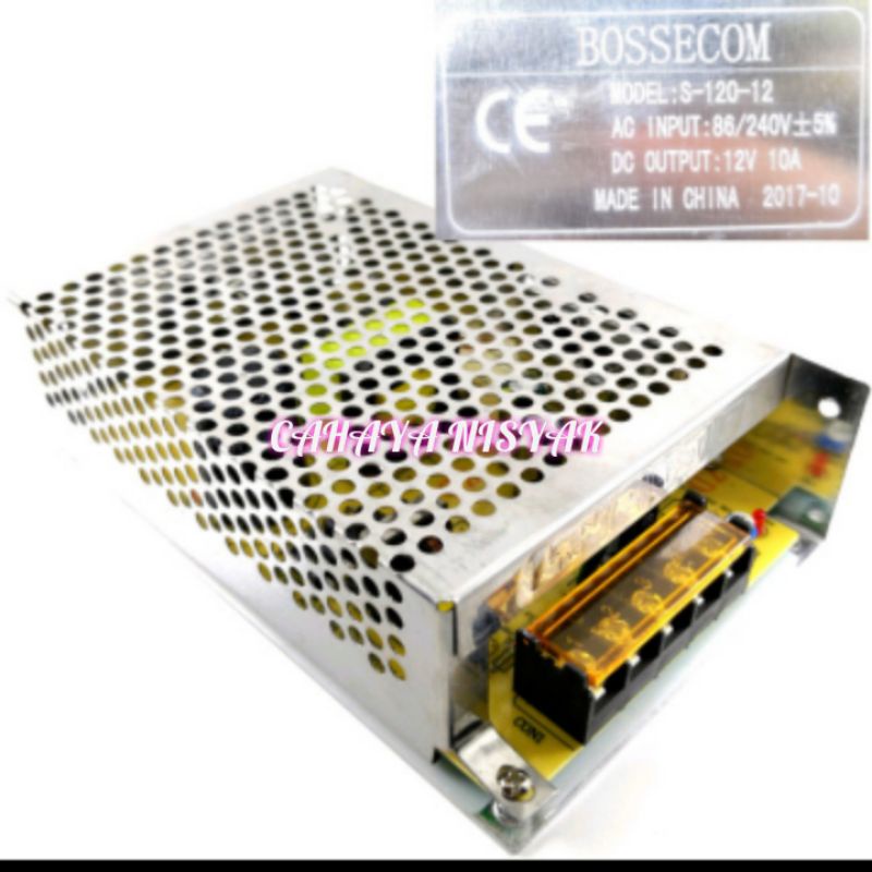 LED Power Supply BOSSECOM 12V - 10A Adaptor Jaring BOSSECOM