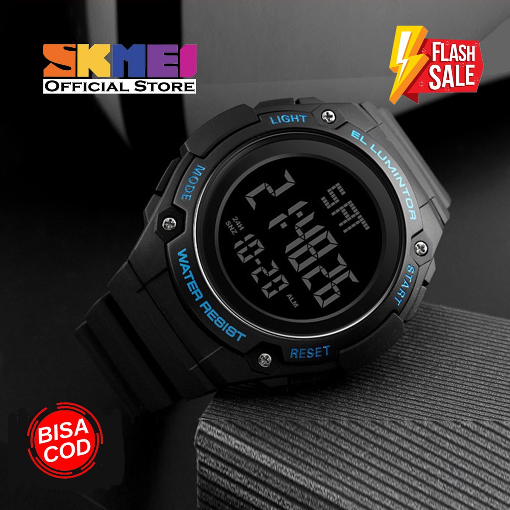 100% ORIGINAL SKMEI Digital Men Watch Jam Tangan Pria Anti Air 50m Karet PU Strap Flash Sale Murah