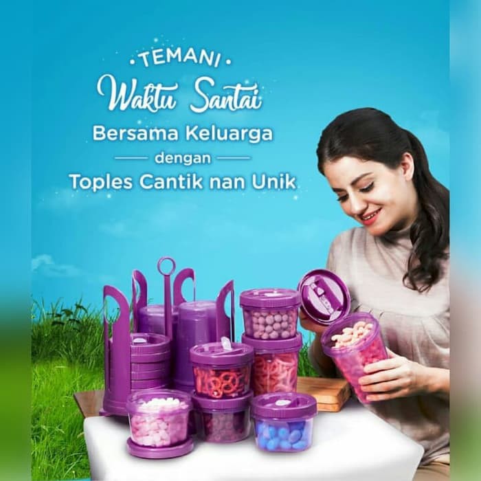 TERLARIS / food storage - toples set - toples plastik ungu cantik unik berputar