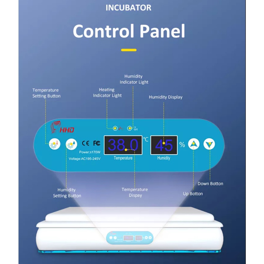 HHD Mesin Tetas Telur Full Otomatis 120 Egg Auto Humidity Control