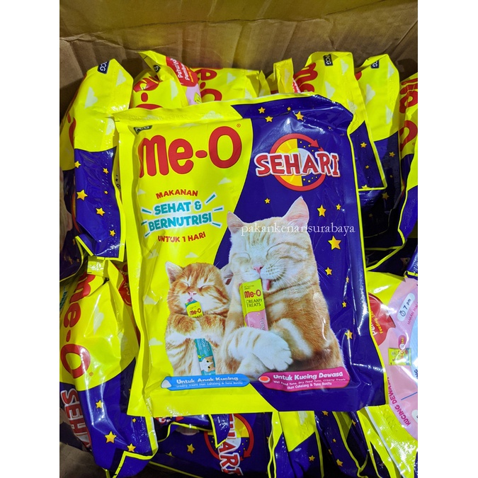 Paket Snack Meo Sehari Hemat Creamy Treats Pouch dan Dryfood Adult dan Kitten Meo THR