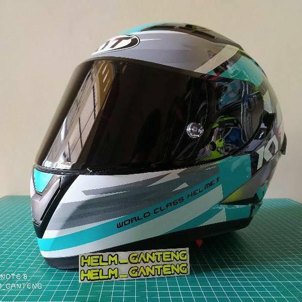 kyt falcon flow aqua blue paket ganteng dan original