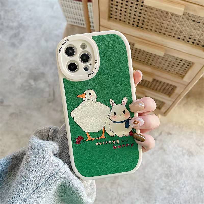 Soft case Silikon Desain Kartun Bebek Hijau 13pro 13prm Untuk iPhone 11 7Plus 8Plus Xr XS 13 12pro Max