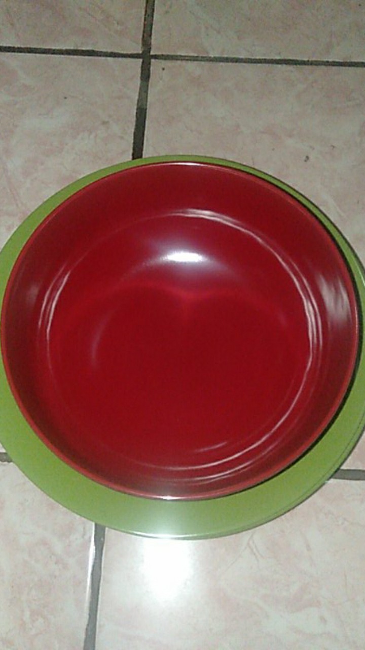 Golden Dragon Melamine Red Black Mangkok Ulir Datar 7 Inch/6 Pcs
