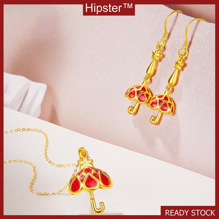 Gold Pendant Trendy Fashion Fine Necklace And Earrings Suite Women