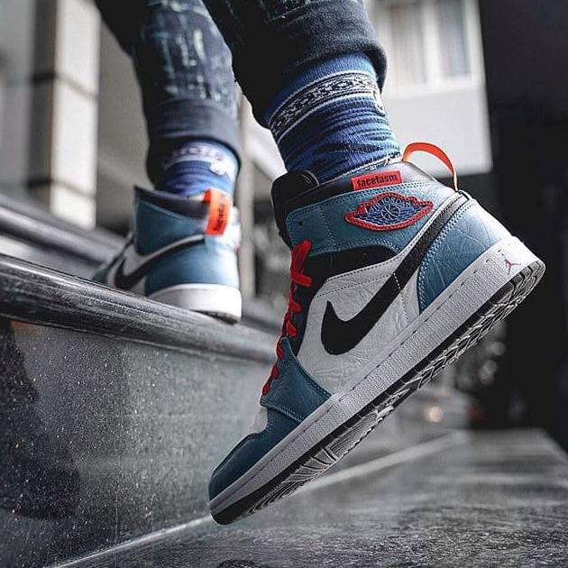 Sepatu Nike Air Jordan 1 Mid Fearless x Facetasm Premium Original