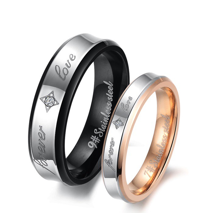 SALE / OBRAL Cincin Kawin  Tunangan  Cincin Couple Titanium Emas Perak Cr283