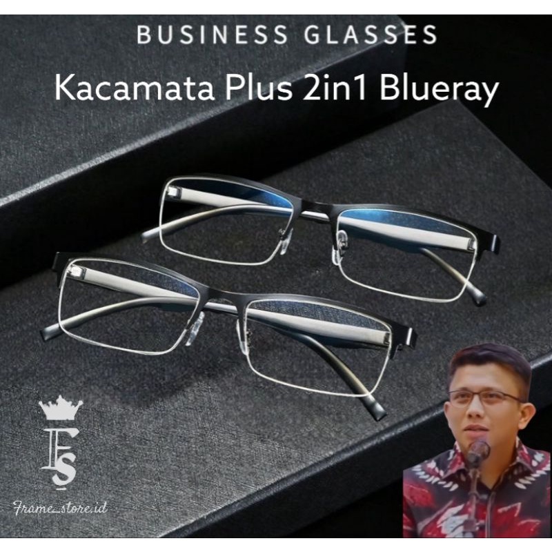 Kacamata Plus 2in1 Double Fokus Lensa Anti Radiasi/ Kaca Mata Baca Dan Jalan Super Fokus Unisex