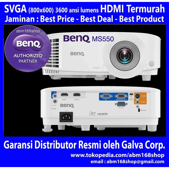 BENQ MS550 PROJECTOR SVGA HDMI 3600LM BUSINESS PROYEKTOR MS-550