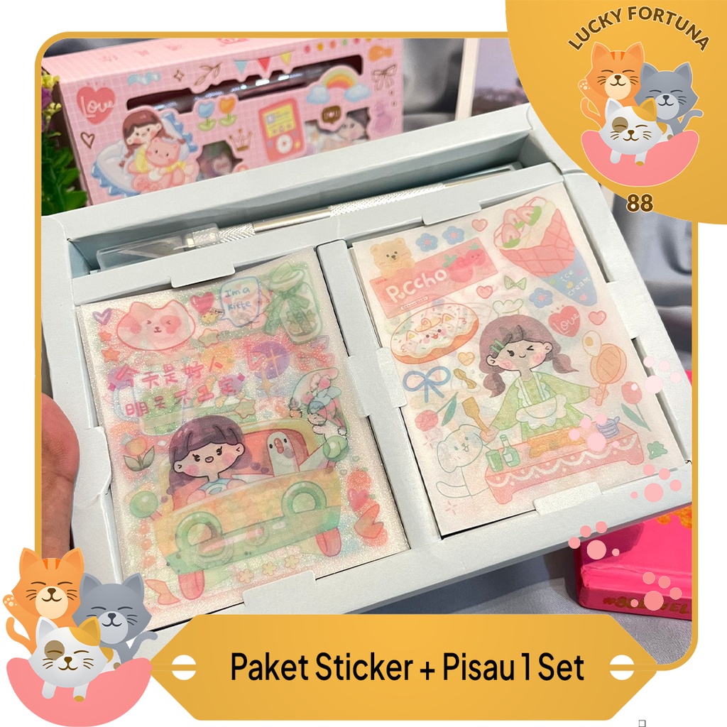 

[Luckyfortuna88] Paket Sticker + pisau Paket selotip + pisau motif lucu Sticker lucu murah Kualitas Bagus 1 Set YD23RKD