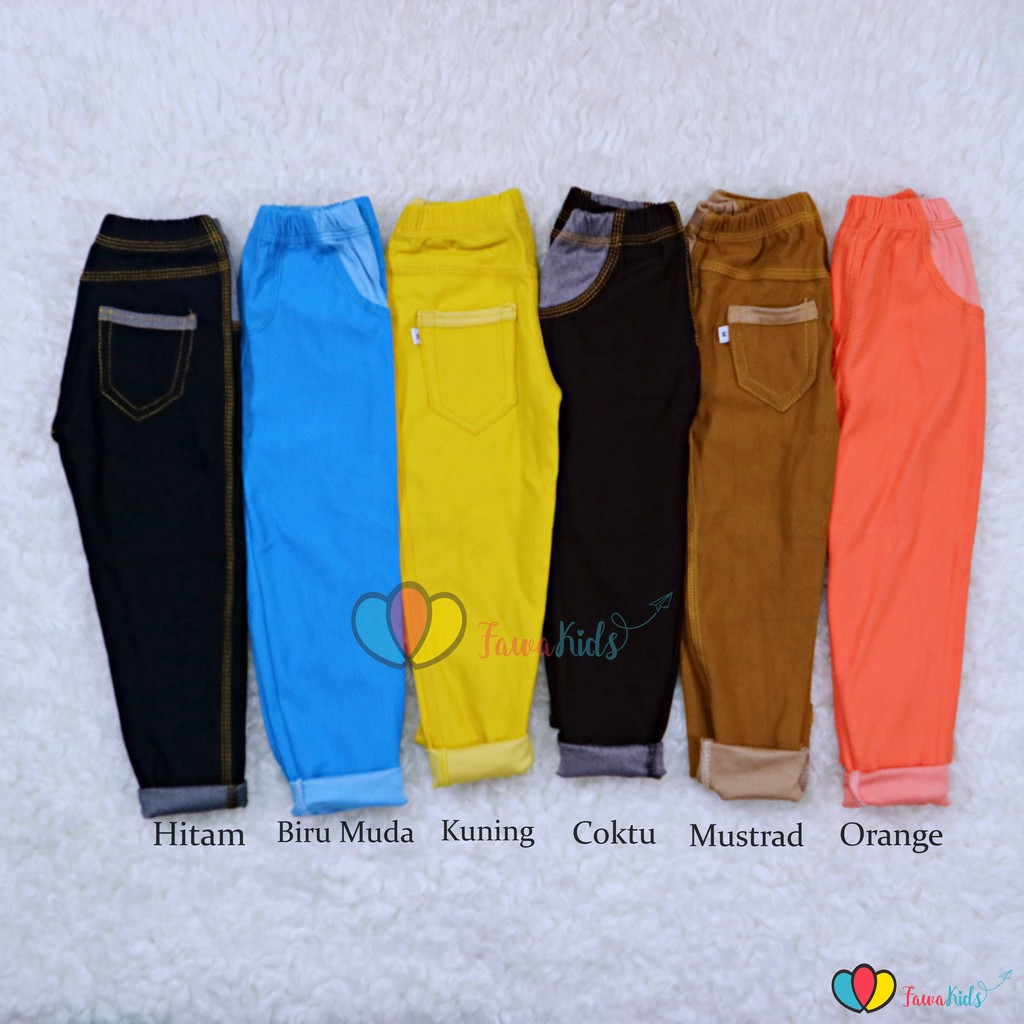 (KANTONG) Jeans Legging uk 1-2 Tahun /  Leging Adem Polos Murah Celana Panjang Bawahan Tebal Denim