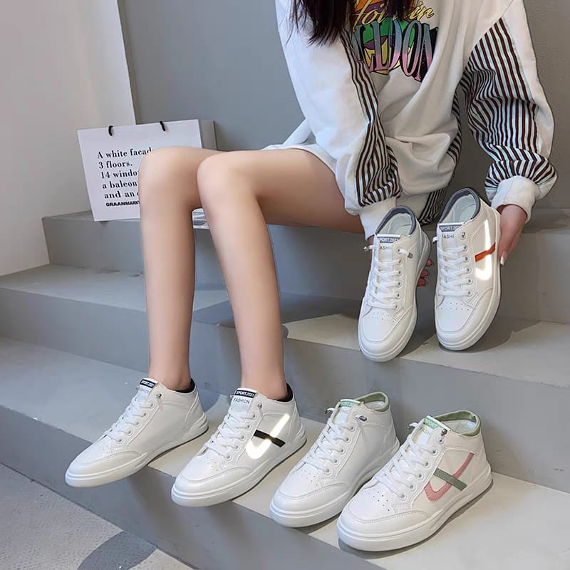 COD POS 6809 Sepatu Sneakers Wanita Import Casual Sport Putih Kanvas