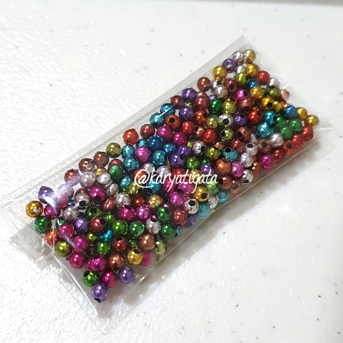 Mote Bulat 4 mm - Warna Mix (10 gram)