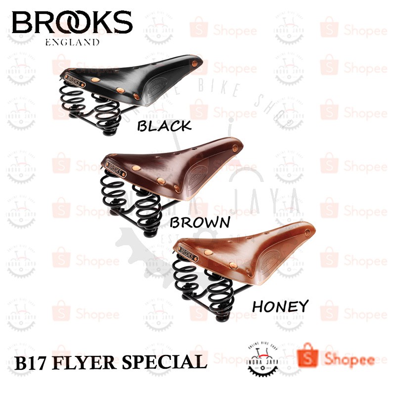 BROOKS LEATHER SADDLE B17 FLYER SPECIAL IN BLACK / BROWN / HONEY COLOR