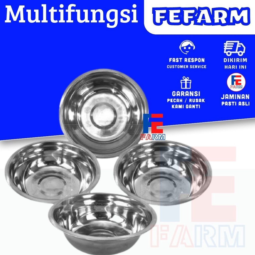 Mangkok STAINLESS Tempat Makan Minum Kucing Anjing Murah Wadah Pakan Makanan Pet Feeder Steel Mangkok Bowl Feed FEFARM