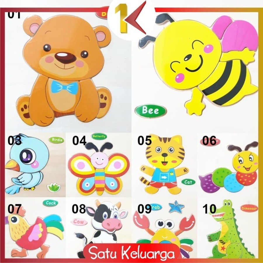 TERBARU!! Mainan Puzzle Kayu Anak 3D Mainan Puzzel Kayu Jigsaw - PART 01-BIRDIE