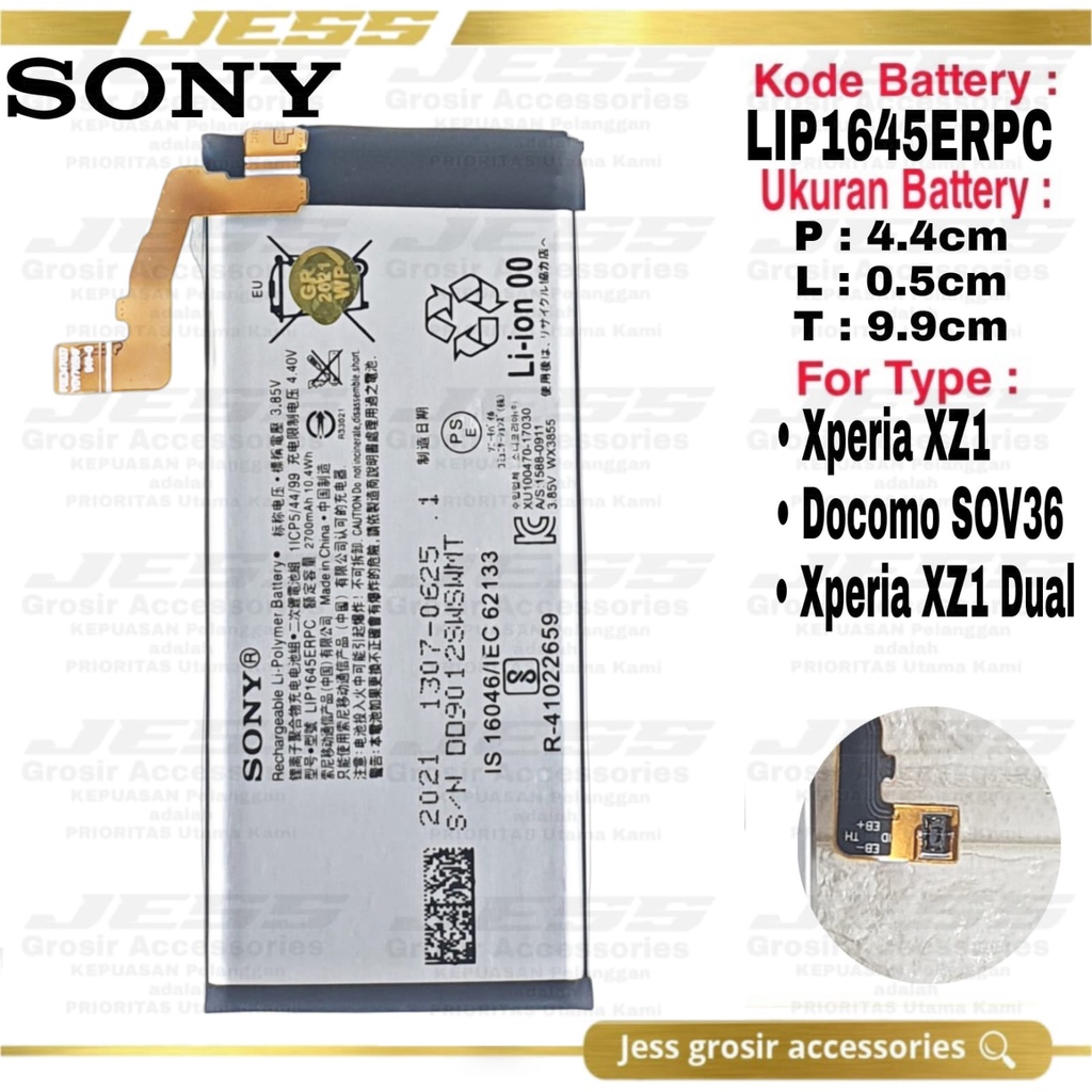 Baterai SONY Xperia XZ1 - G8341 - G8342 - G8343 - XZ1 Dual - Docomo SOV36 - SO-01K - F8341 - F8342 Kode Battery LIP1645ERPC / LIS1645ERPC