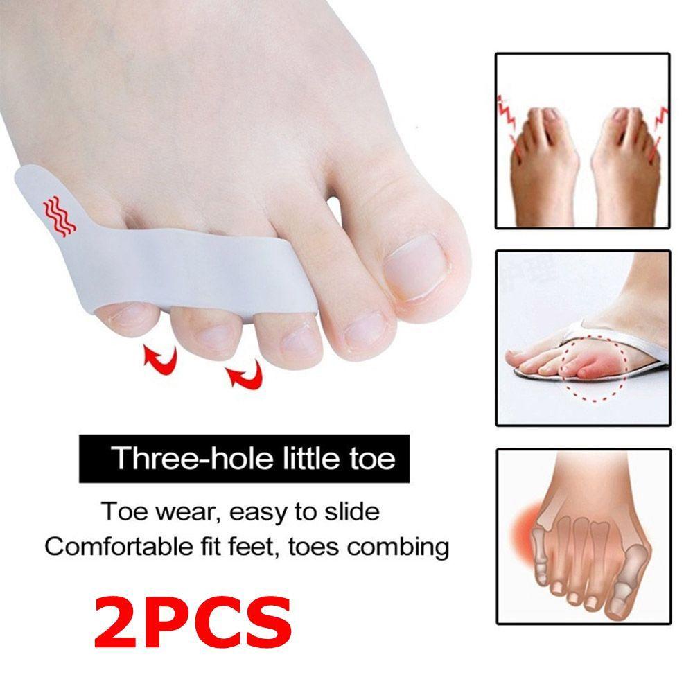 R-flower 2pcs Toe Separators Guards Pad Korek Tiga Lubang Varus Valgu Alat Perawatan Kaki