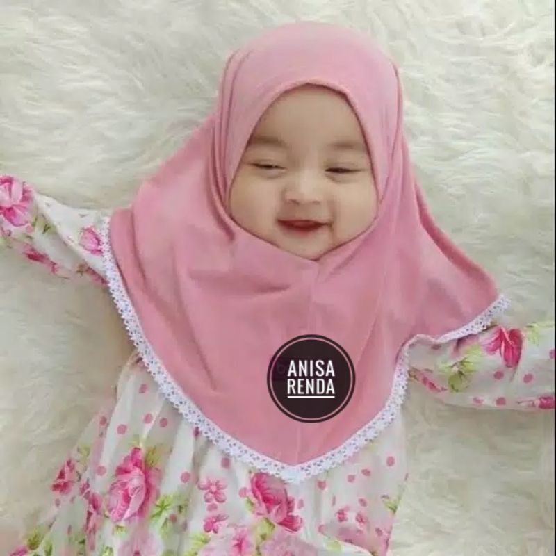 Jilbab ANISA Hijab / Jilbab anak aksen renda 0-3 tahun