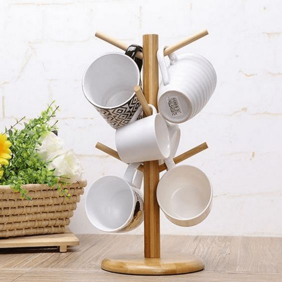 Rak Gelas Kayu Aesthetic