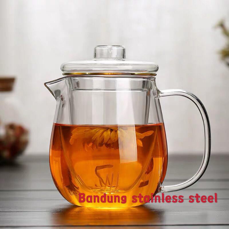 teko 750ml kaca boron tinggi dengan saringan unik teapot cantik lucu gelas double wall 50ml