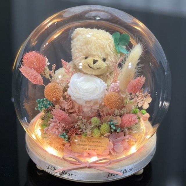 glass dome bear LED/ glass dome teddy bear/ glass dome bulat