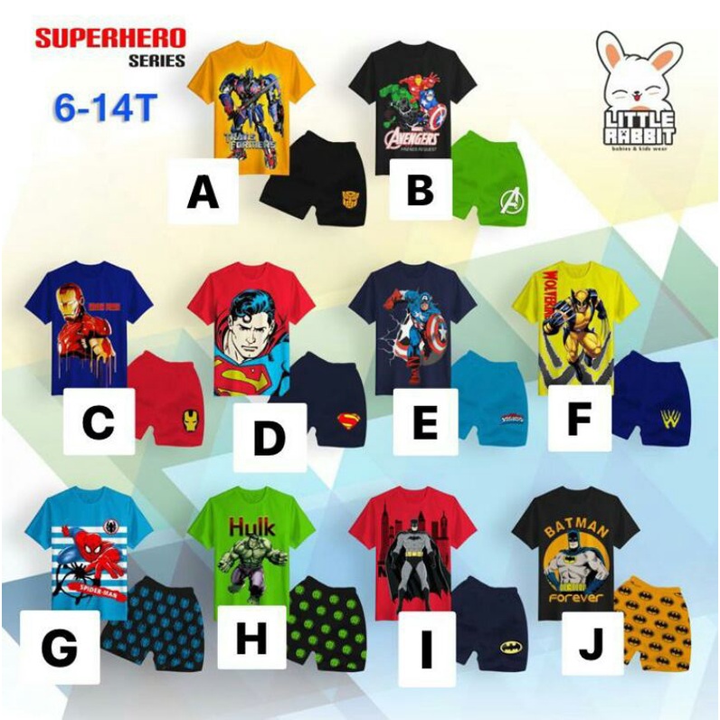 Setelan Anak 6-14 T Set Superhero Series 6-14 T by Little Rabbit