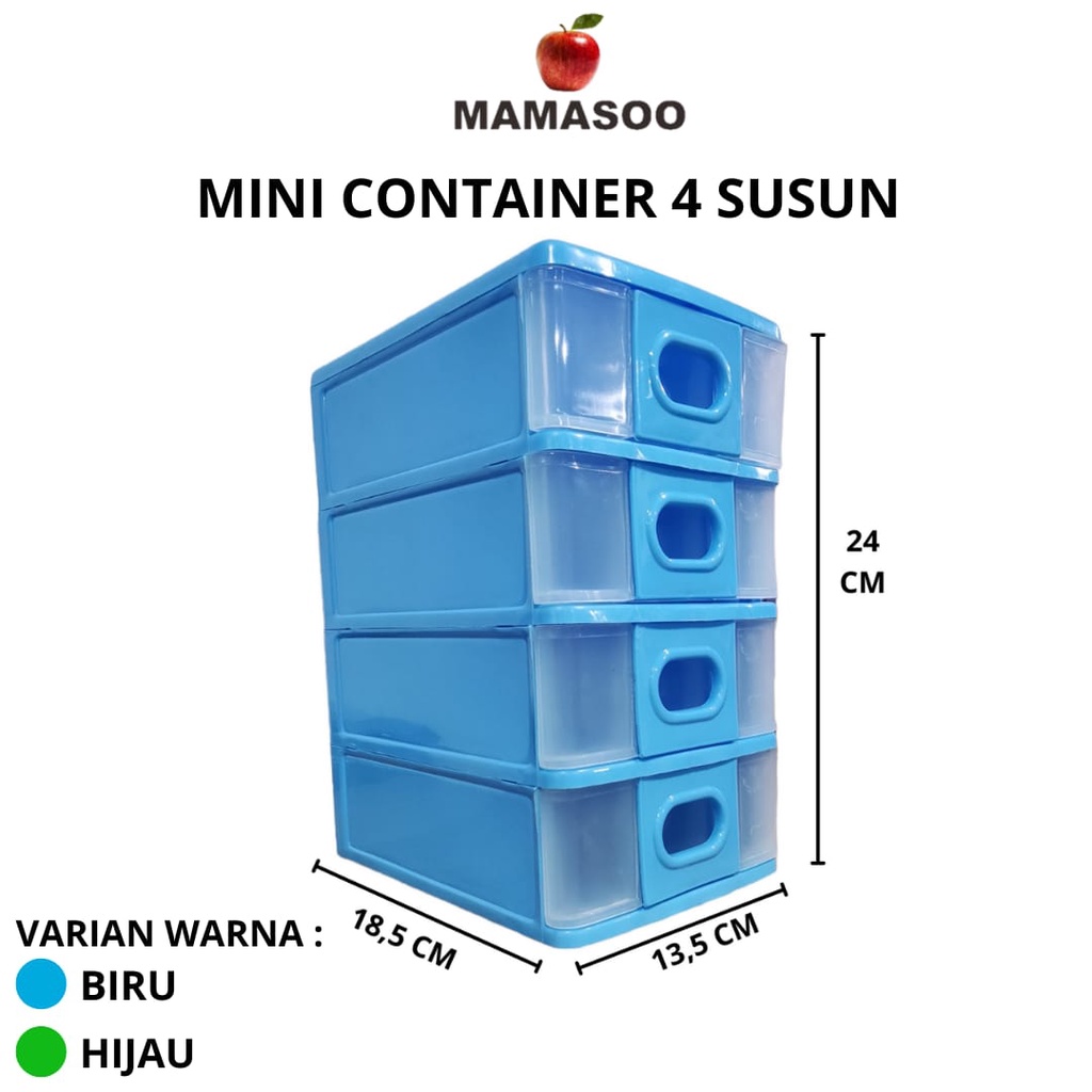 Mamasoo Mini Container Laci Mini 4 Susun Termurah Made In Indonesia 100% Original