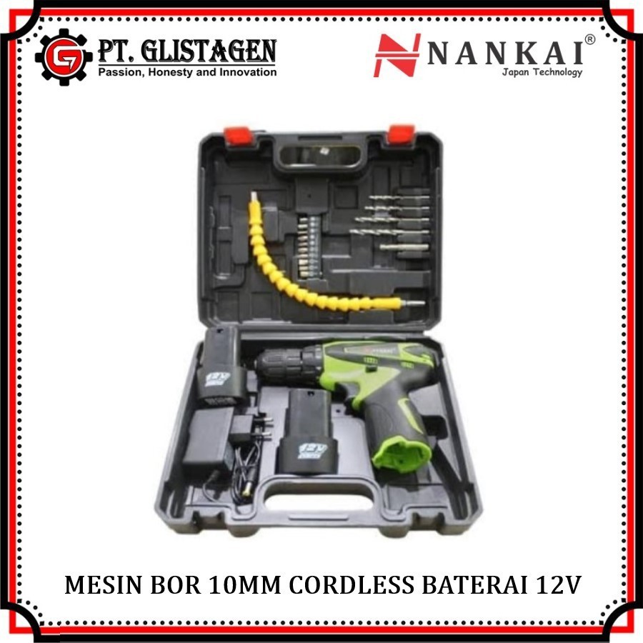 Mesin Bor Cordless Drill 10mm 12V Bor Tangan Baterai 12