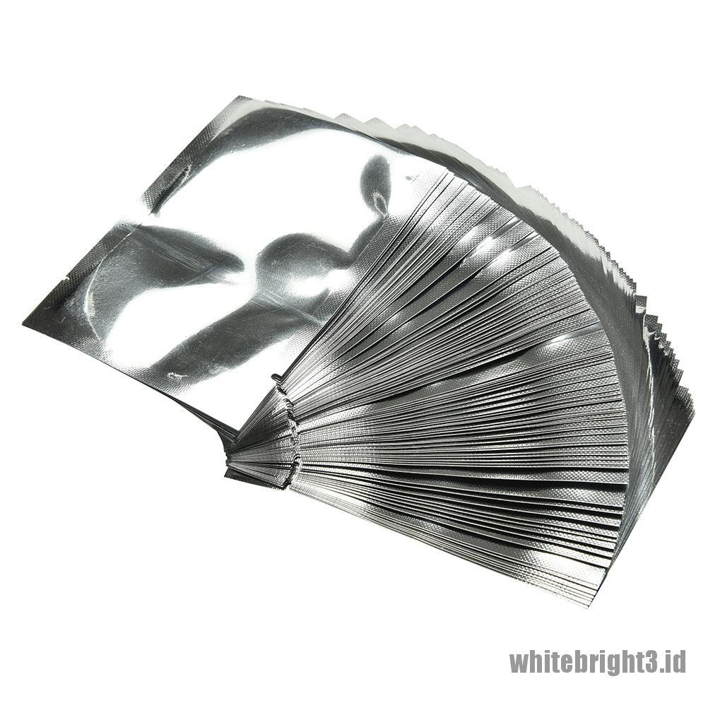 ❤White3 Warna Putih❤ 100pcs Kantong Vacuum Aluminum Foil Warna Silver Untuk Menyimpan Makanan