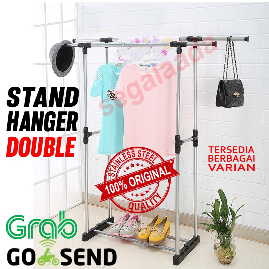 Stand hanger ORIGINAL Gantungan Baju/ rak Serbaguna ada 4 roda