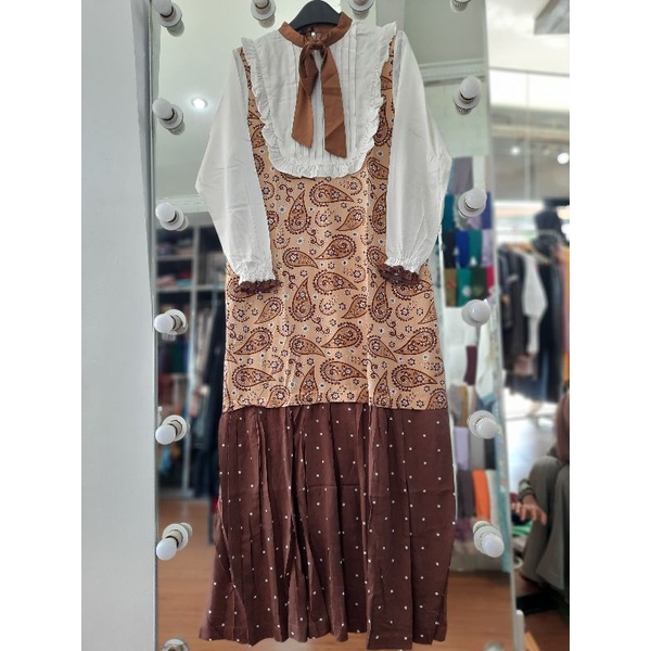 DAILY DRESS MONALISA BROWN NAWWA. DRESS NAWWA TERBARU.GAMIS NAWWA