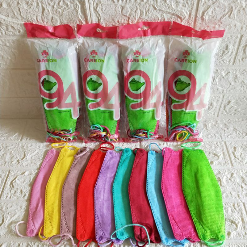 MASKER KF94 CAREION RAINBOW MASKER KOREA MASKER KF 94 WARNA WARNI KF94 WARNA DEWASA RAINBOW 1 BOX ISI 10Pcs