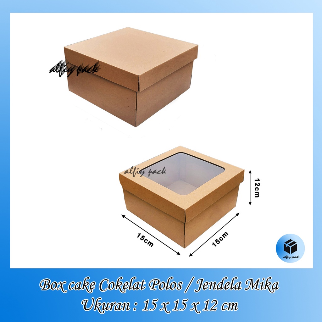

1pack isi 10pcs BOX CAKE TART COKELAT POLOS / JENDELA MIKA UKURAN 15x15x12 CM KOTAK KARTON PACKAGING HAMPERS DUS BOLU TART SOUVENIR BOKS / GIFTBOX