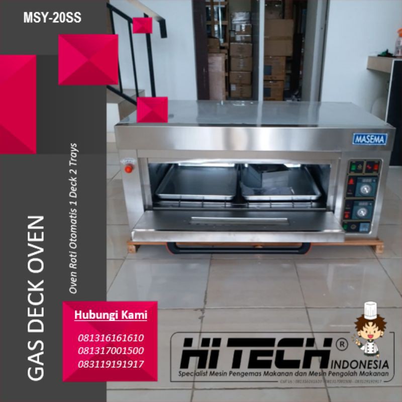 Gas Deck Oven Otomatis 1 Deck 2 Tray MASEMA MSY-22SS Oven Roti Automatic 1 Deck