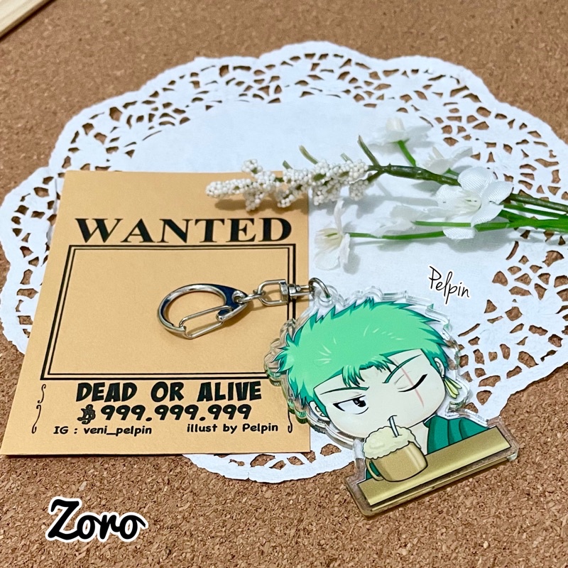 Gantungan kunci One Piece luffy zoro sanji clear double side 6cm bening besar keychain anime