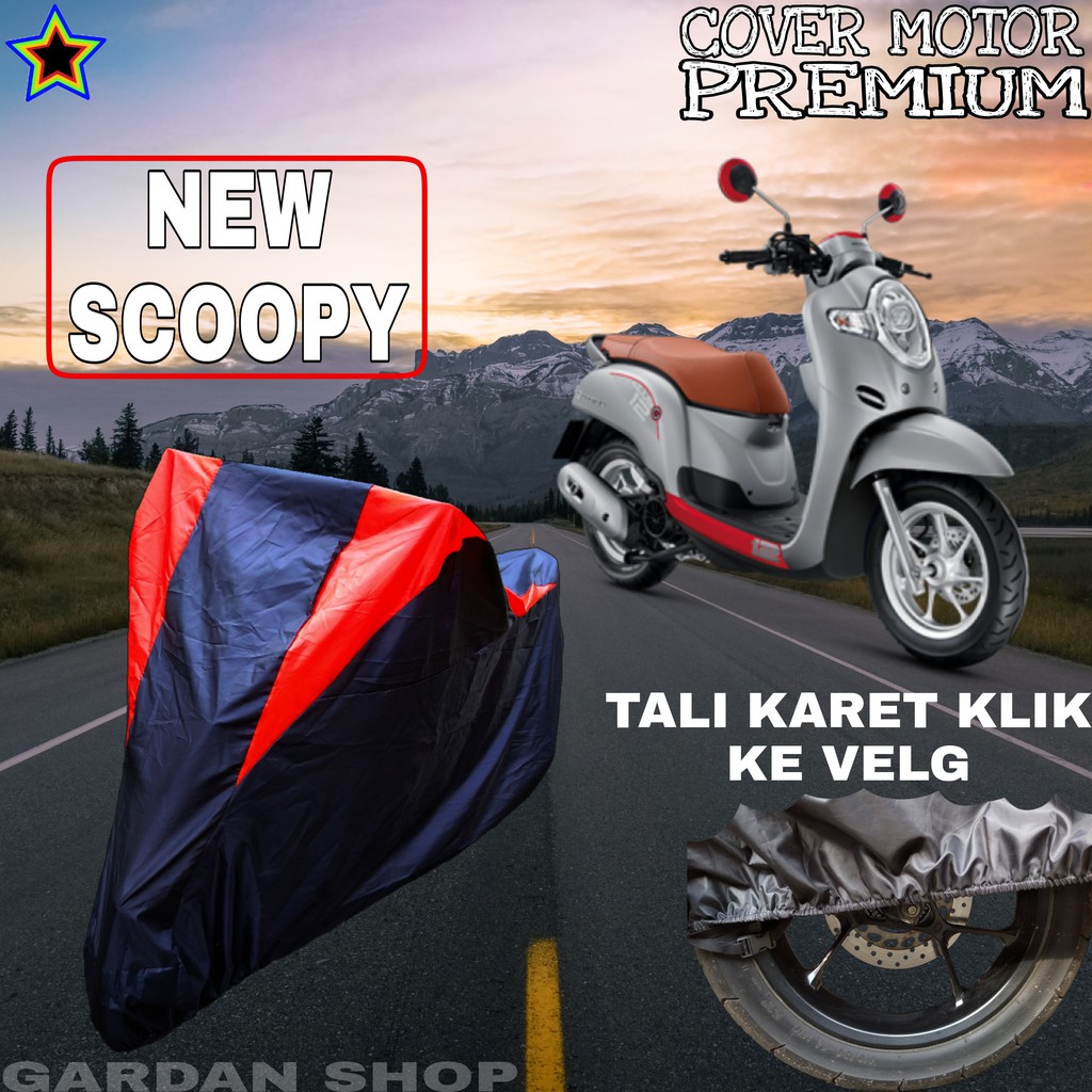 Sarung Motor NEW SCOOPY Hitam MERAH Body Cover Penutup Pelindung Motor Scoopy PREMIUM