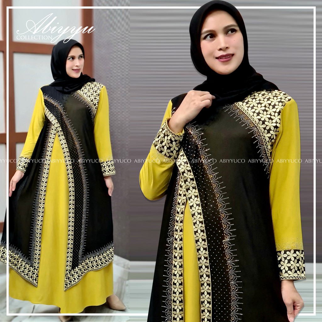 Abiyyuco GL1011 | Abaya Turkey Hitam Turki Warna Warni Turkiy Jersey Mix Ceruty  Mewah Ready Jumbo LD 125