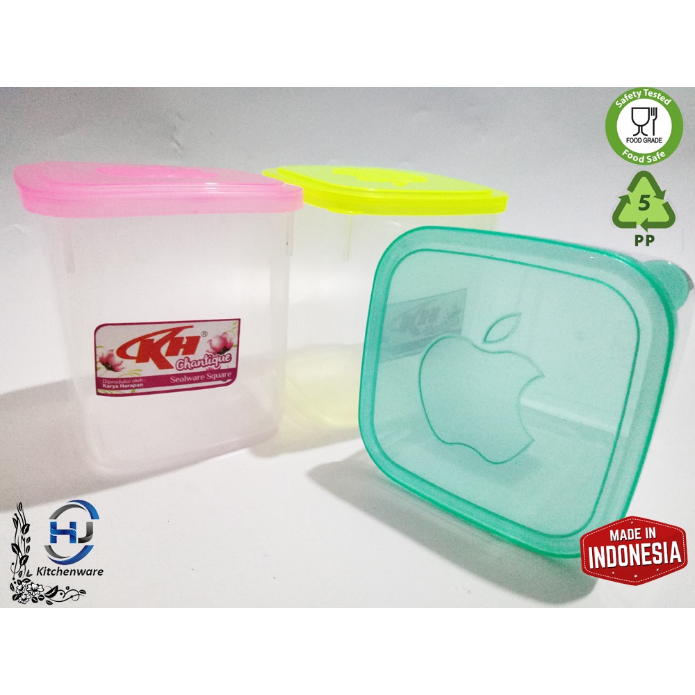 Toples Kotak Besar KH Chantique 650 ml / Toples Plastik Apple / Sealware / Bumbu / Murah